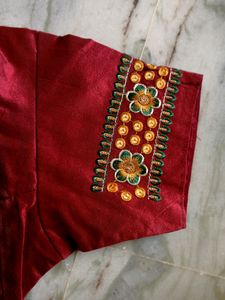Maroon Embroidery Work Blouse