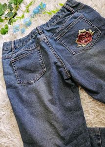 Embroidered Floral Jeans