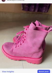 Pink Suede Ankle Boots