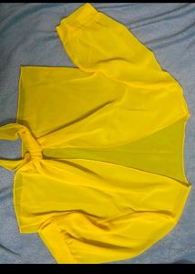 Bright Yellow Wrap Around Shrug Top