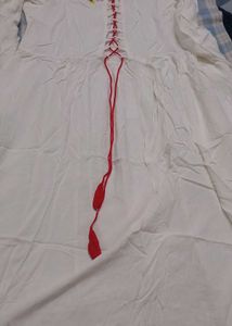 White Long Kurti with side slit