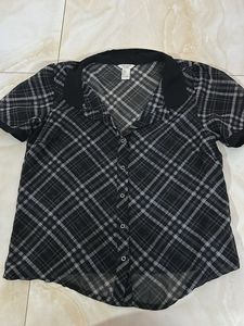 Forever 21 Plaid Sheer Blouse