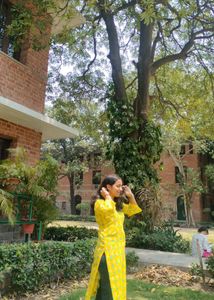 Yellow Printed Kurta