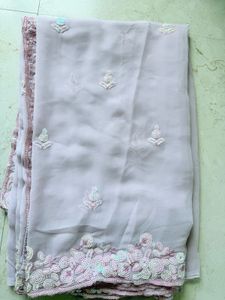 Light Pink Embroidered Saree