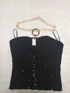 Black Lace Chain Top