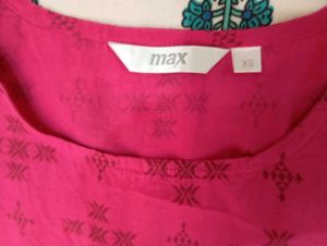 Pink Printed A line kurti-  XS Size