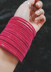 Dark Pink Velvet Bangle Set