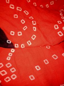 Red Bandhani Saree with Border