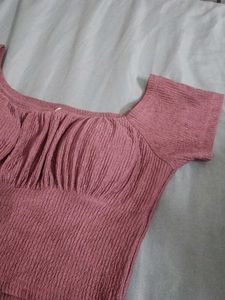 Rose Textured Ruched Crop Top