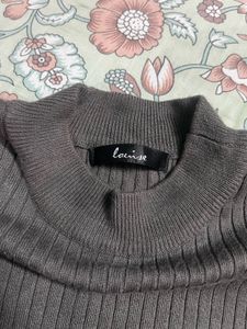 Grey Ribbed High Neck Top