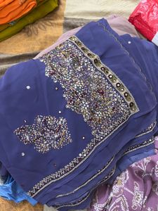 Embellished Purple Saree