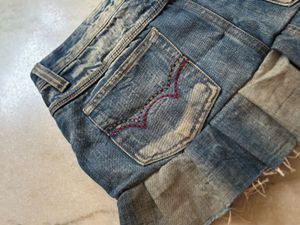 Distressed Denim Mini Skirt