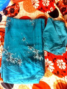 Beautiful Blue Colour Saree