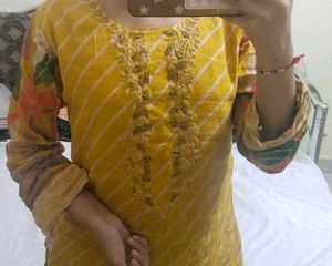 Heavy Embroidery Mustard Kurti
