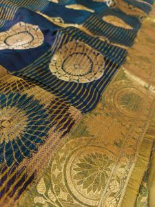 Golden Floral Pattu Saree