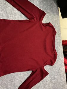 Maroon Cold Shoulder Top