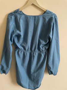 Blue Cinched Blouse