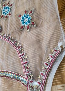 White Anarkali Dress With Jacket
