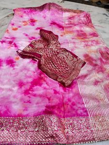 Royal Banarasi Tie-Dye Silk Saree with Heavy Zari