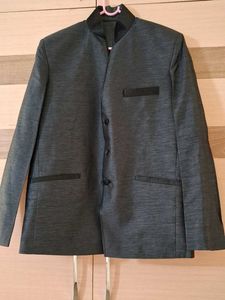Gray Band Collar Blazer