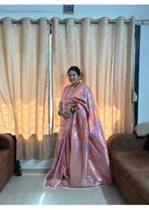 Pink Saree With Ready Blouse