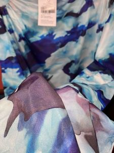 Streetstyle Blue Patterned Long Sleeve New Top