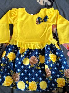 New Girl Cute Yellow & Blue Dress