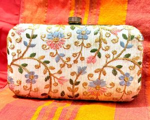 Embroidered Floral Clutch