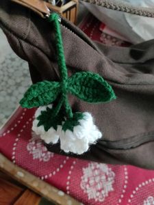 White Lily Of The Valley Crochet Keychain
