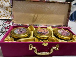 Floral Trinket Box with Three Decorative Jars New