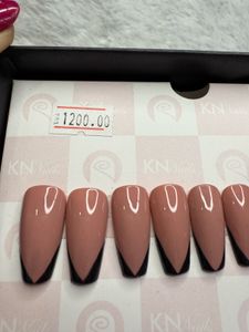 Black French Nude Press On Nails