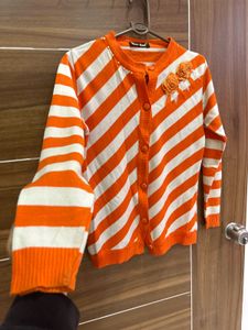 Striped Cardigan with Floral Detail