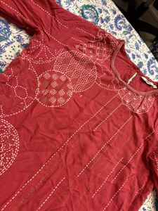 Dark Pink Embroidered Kurta