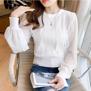 Elegant Lace Trim Knit Top