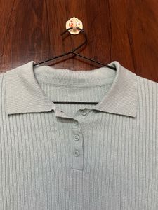 Powder Blue Ribbed Top