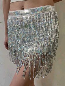 Cord Silver Fringe Belly Dance Hip Top Wrap Skirt