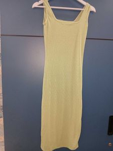 Olive Green Ribbed Bodycon Midi Dress
