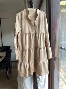 Beige Tiered Mini Dress