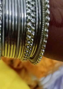 Silver Oxidised Bangles One Set