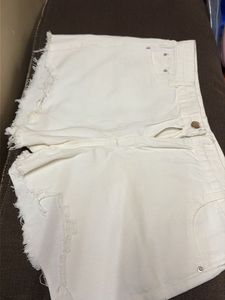White Denim Frayed Shorts