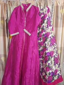 Elegant Kurta Skirt Set Fabric Silk Size M