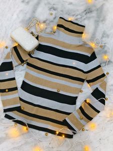 Gold Turtleneck Top