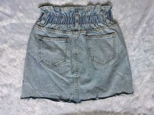 Denim Paperbag Mini Skirt