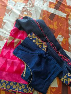 Blue And Pink Saree