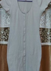 Ribbed Button-Front Mini Dress