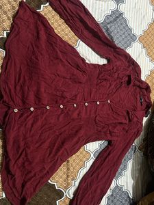 Short maroon shirt dress