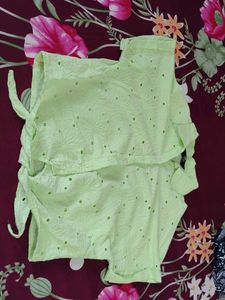 Green Eyelet Top