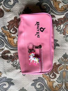 (Combo)Red Beanie Hat with Pearls nd pink Pouch