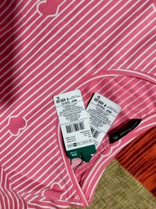 Pink Striped Heart Print Night Dress