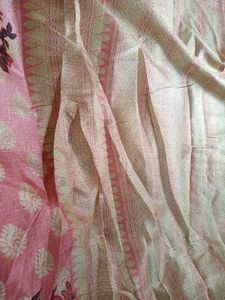 Beautiful Roses Printed Pink Banarasi Saree🌹💕